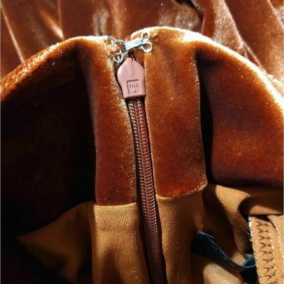 Michael Costello x REVOLVE Yuri Midi Dress Women's XXS Long Sleeve Velvet Rust - Picture 9 of 12